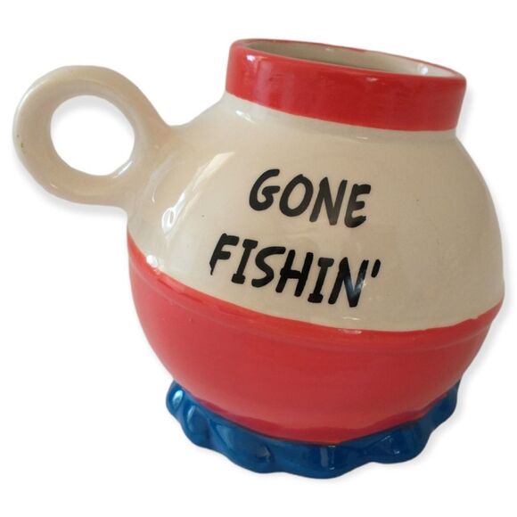 Fishing Lure Bobber Ceramic Mug Bigmouth Inc Gone Fishing Cup Tea Coffee 20oz - Picture 9 of 16